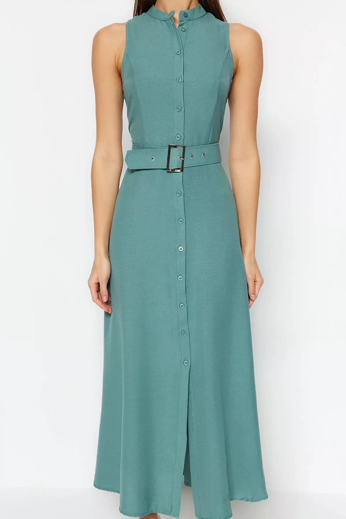 Green Shirt Dress, , large image number 3