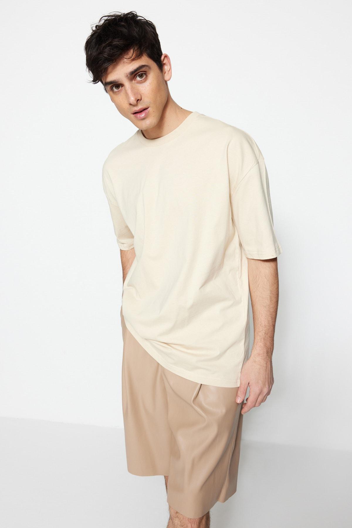 Beige Tropical Oversize T-Shirt, , large image number 3