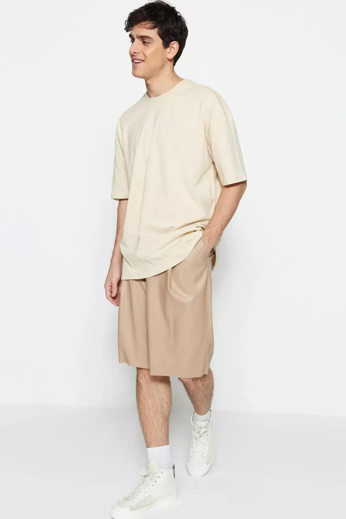 Beige Tropical Oversize T-Shirt, , large image number 4
