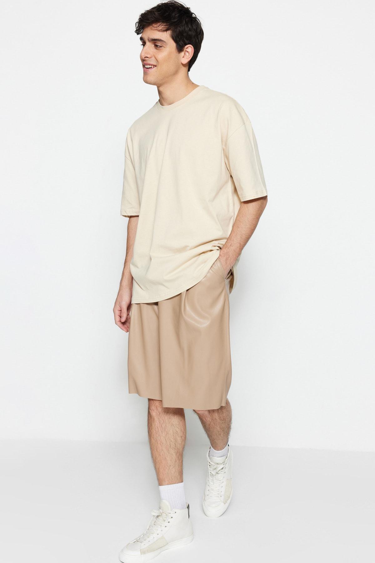 Beige Tropical Oversize T-Shirt, , large image number 5