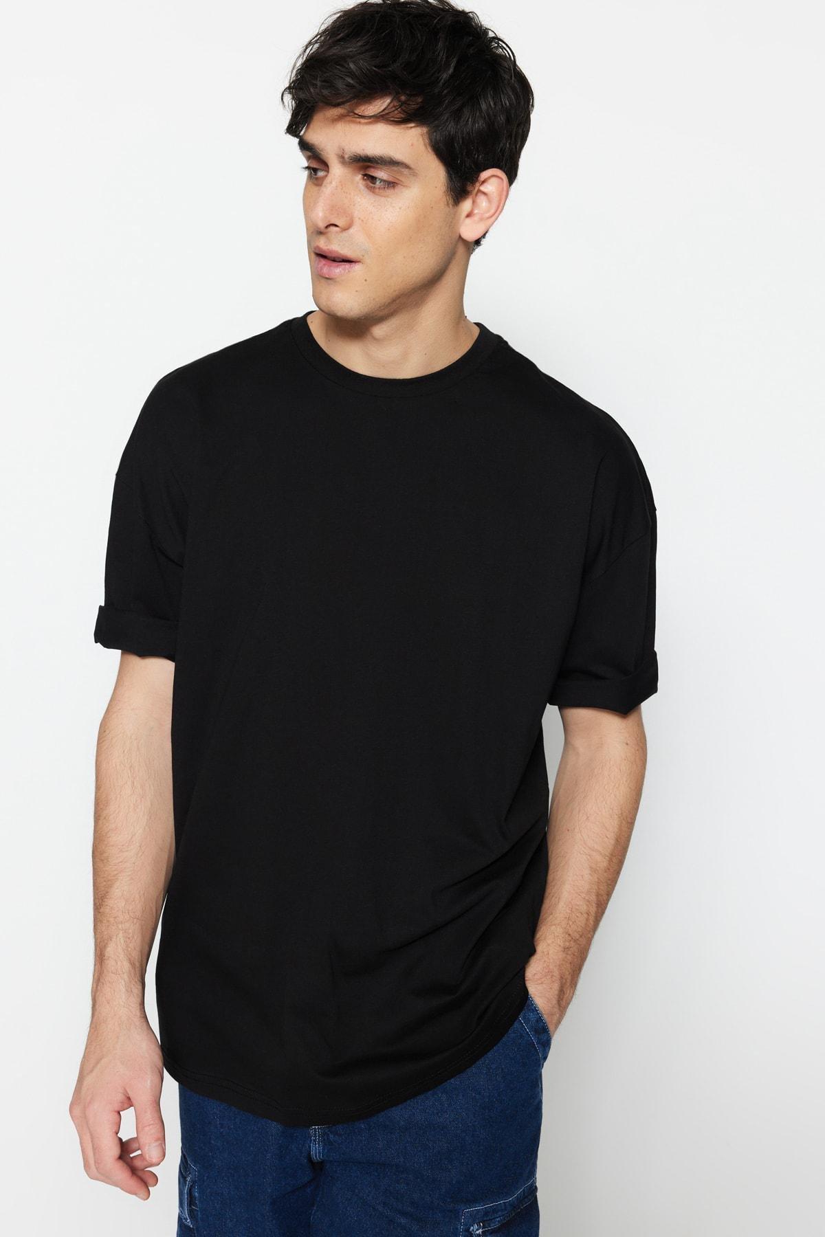 Black Tropical Oversize T-Shirt, , large image number 2