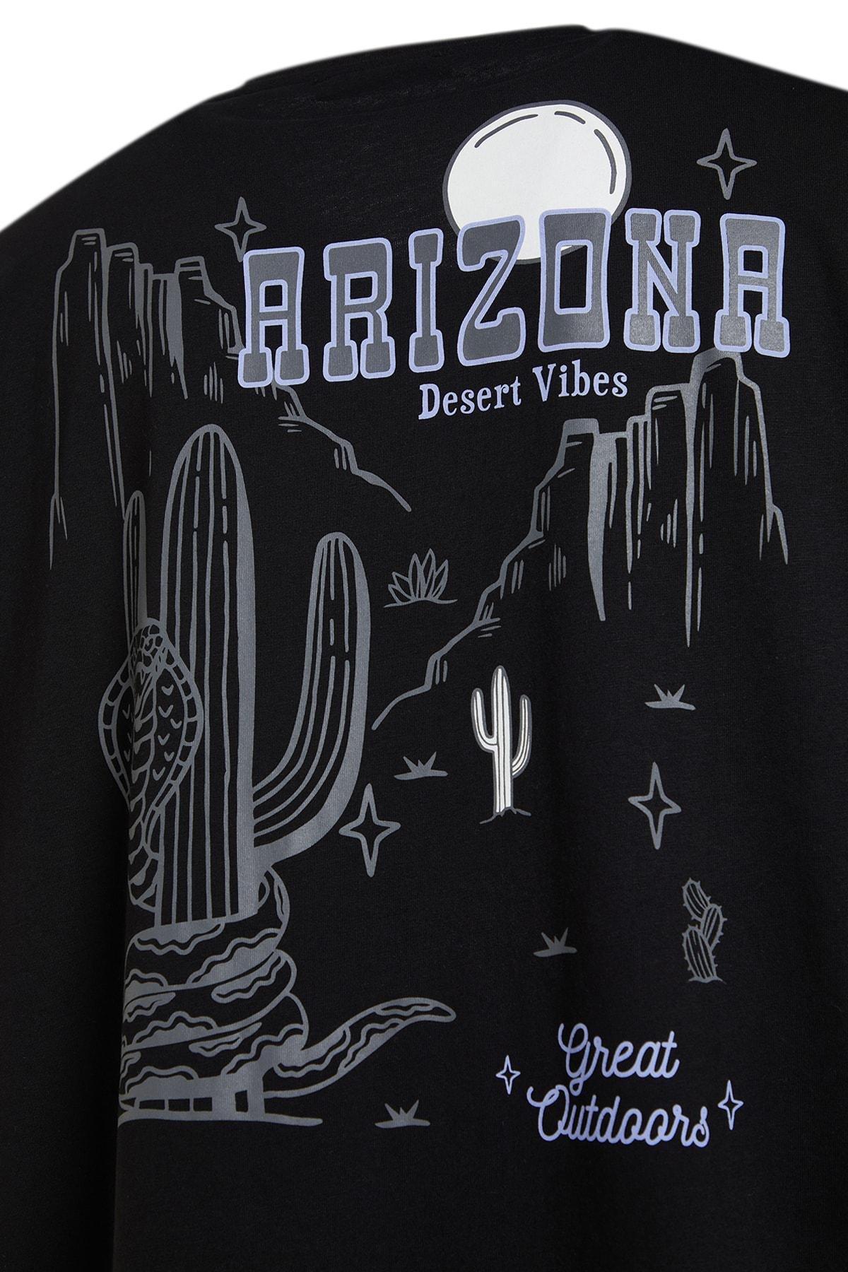 Black Tropical Oversize T-Shirt, , large image number 5