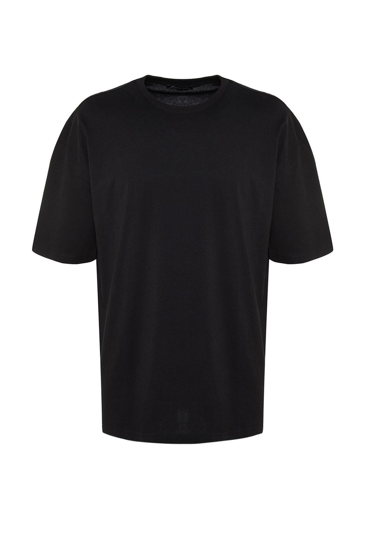 Black Tropical Oversize T-Shirt, , large image number 6