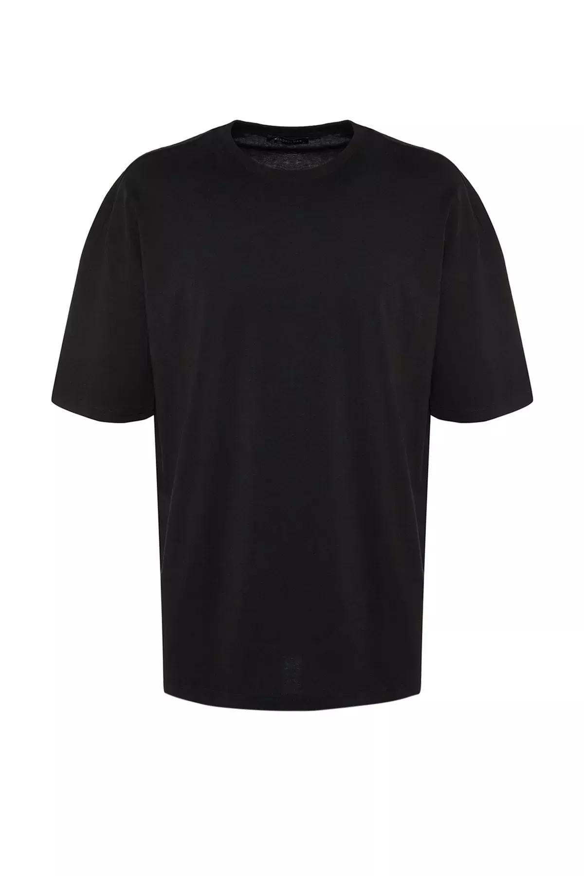 Black Tropical Oversize T-Shirt, , large image number 7