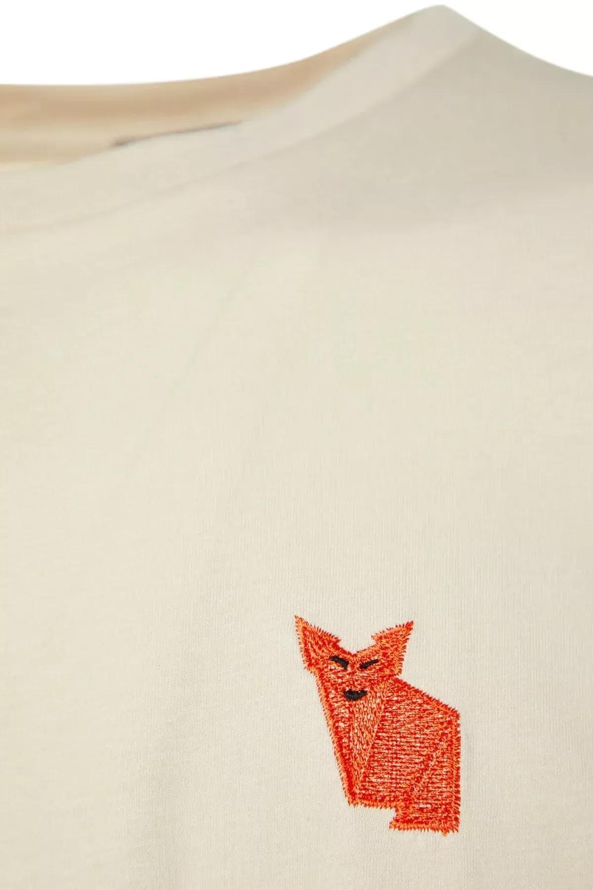 Beige Printed Oversize T-Shirt, Beige, large image number 5