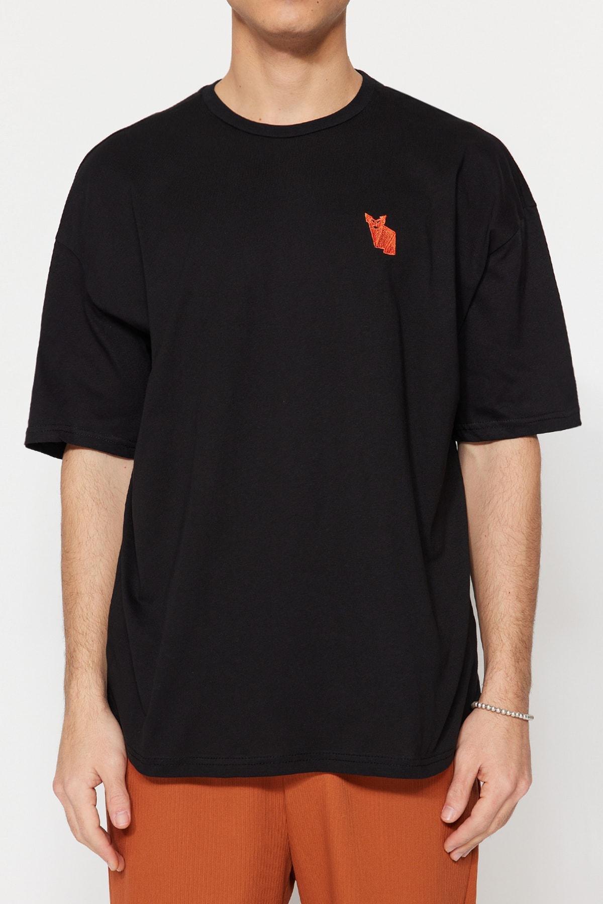 Black Printed Oversize T-Shirt, , large image number 3