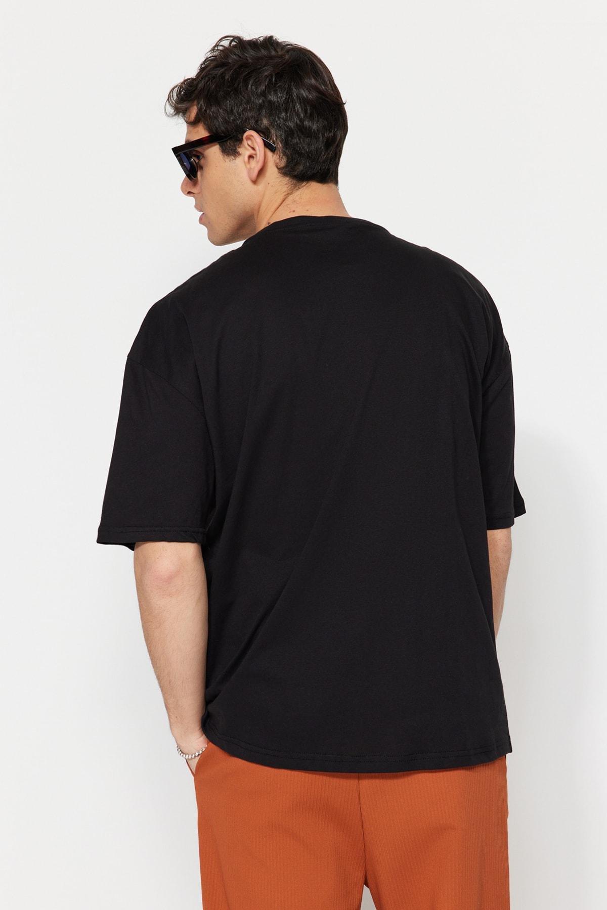 Black Printed Oversize T-Shirt, , large image number 4