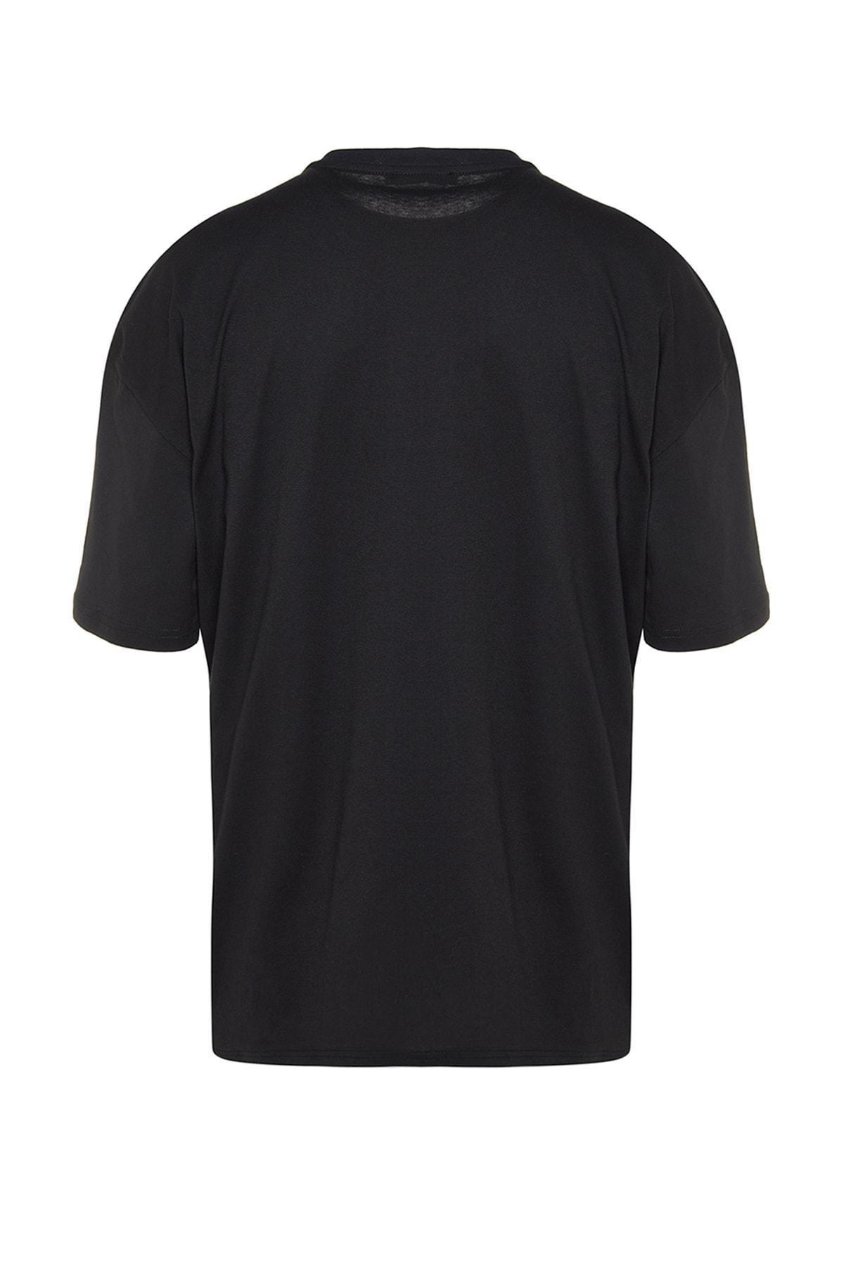 Black Printed Oversize T-Shirt, , large image number 6