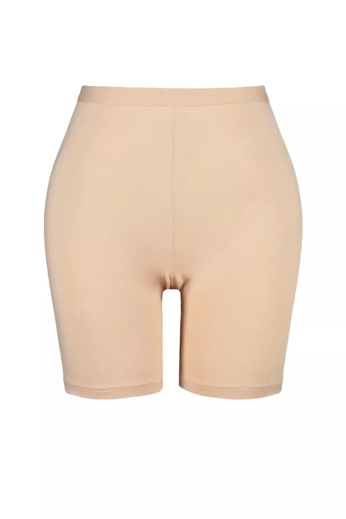 Beige High Waist Plus Size Leggings, Beige, large image number 6