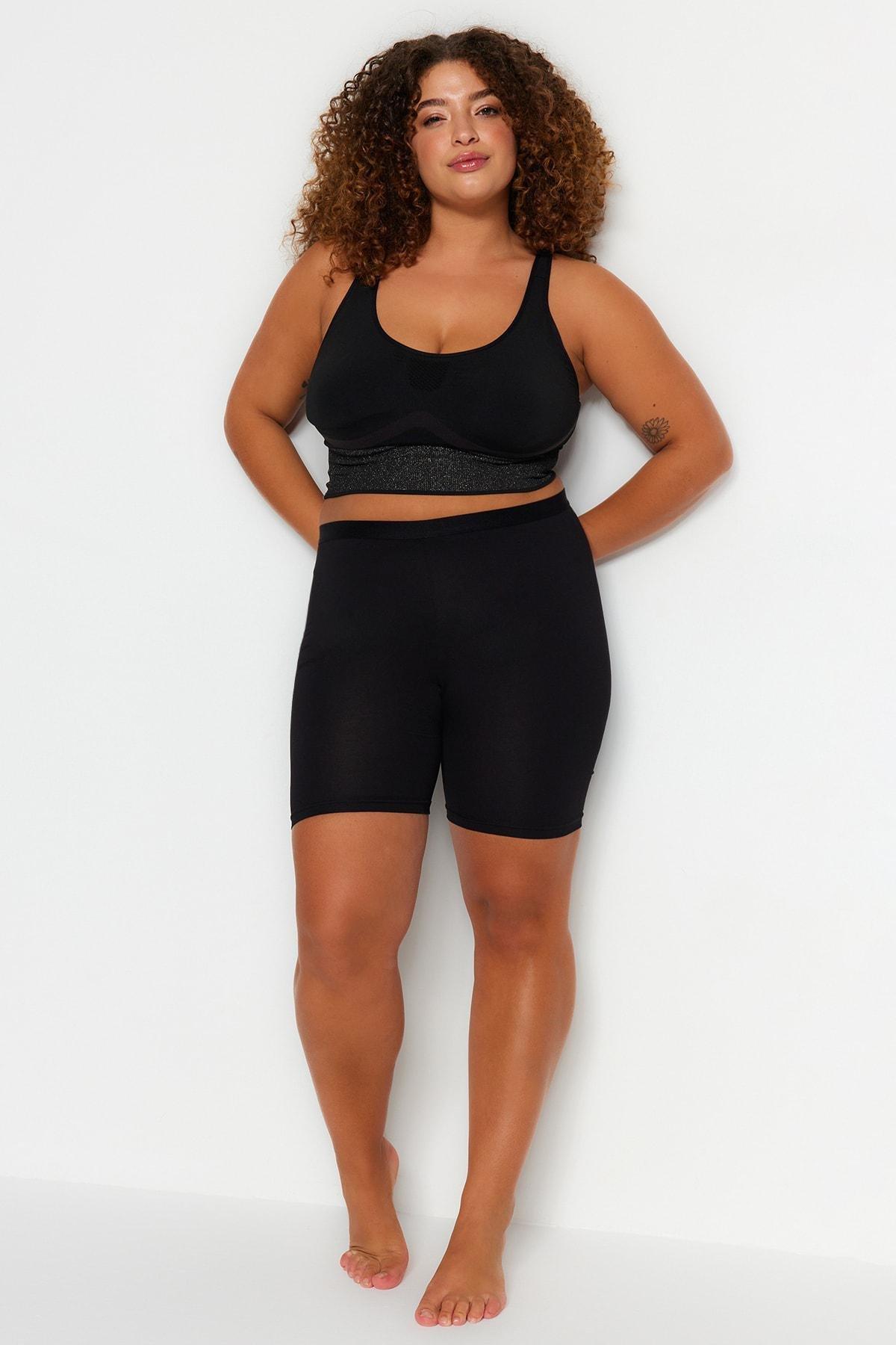 Black High Waist Plus Size Leggings, , large image number 0
