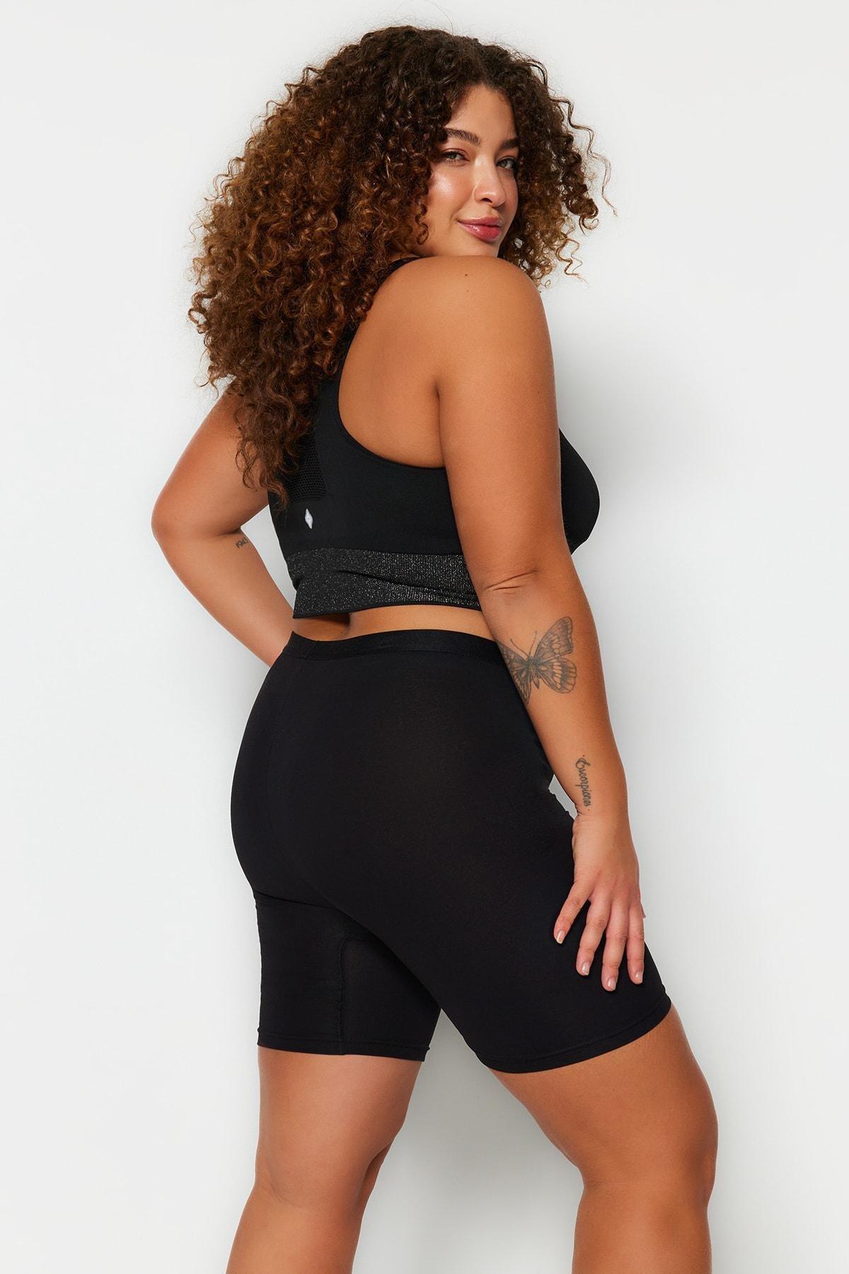 Black High Waist Plus Size Leggings, , large image number 2