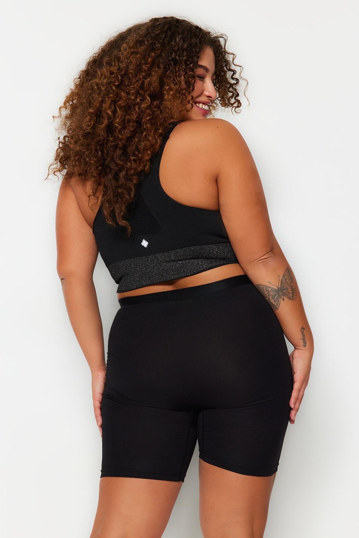 Black High Waist Plus Size Leggings, , large image number 4