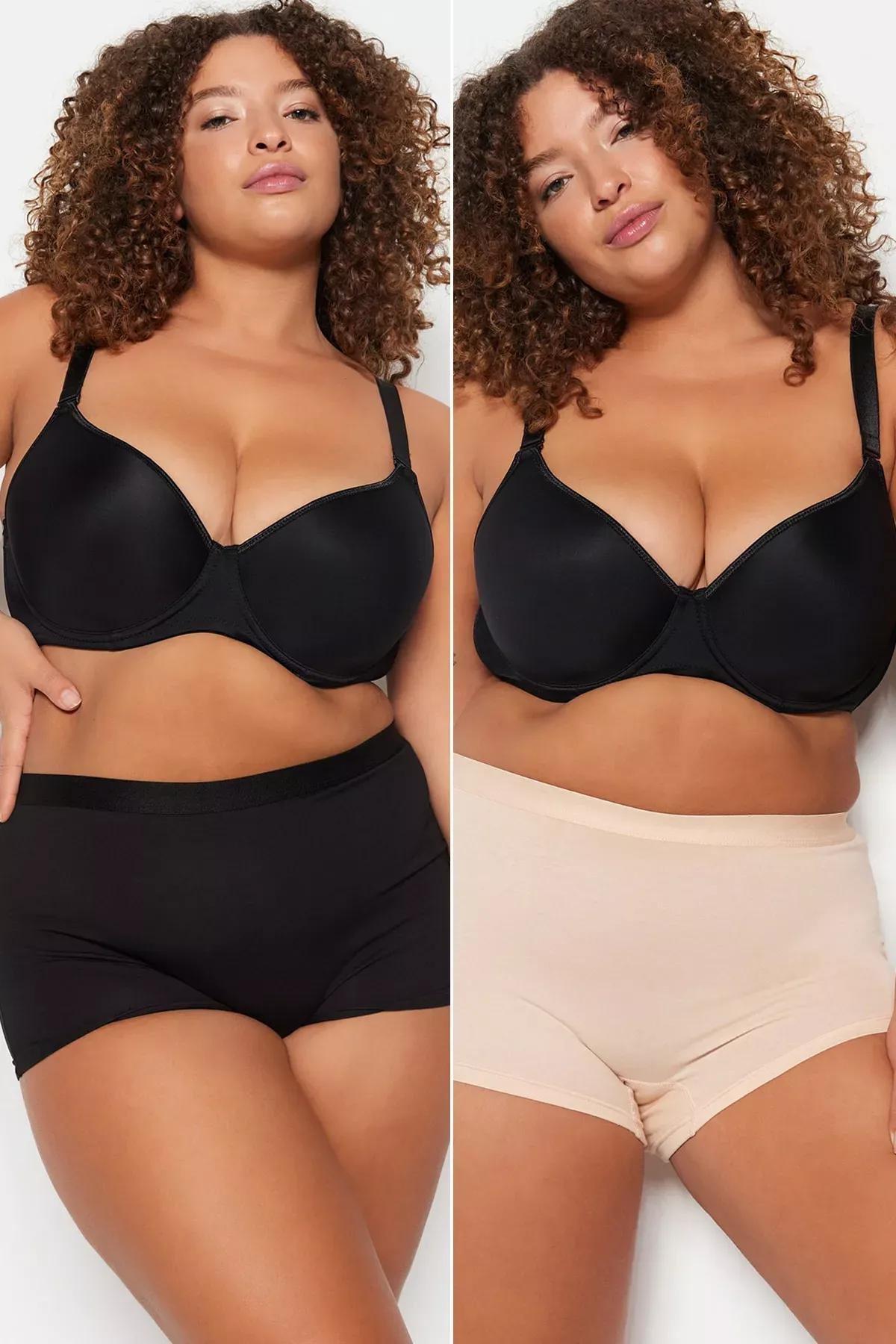 Black Plus Size Underwear, Black, large image number 0