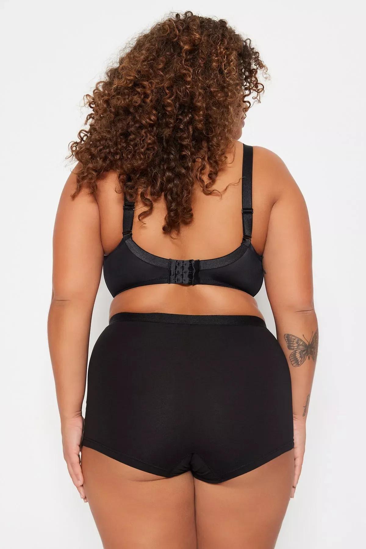 Black Plus Size Underwear, Black, large image number 3