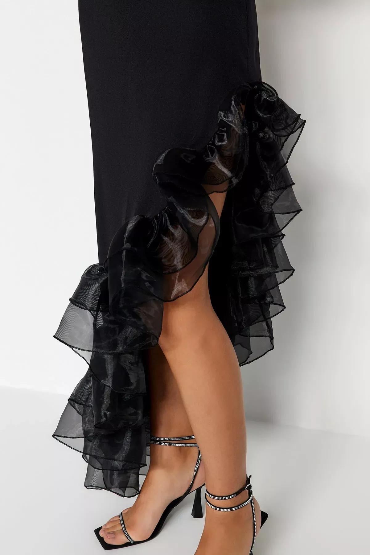 Black Fitted Shift Occassionwear Dress, , large image number 4