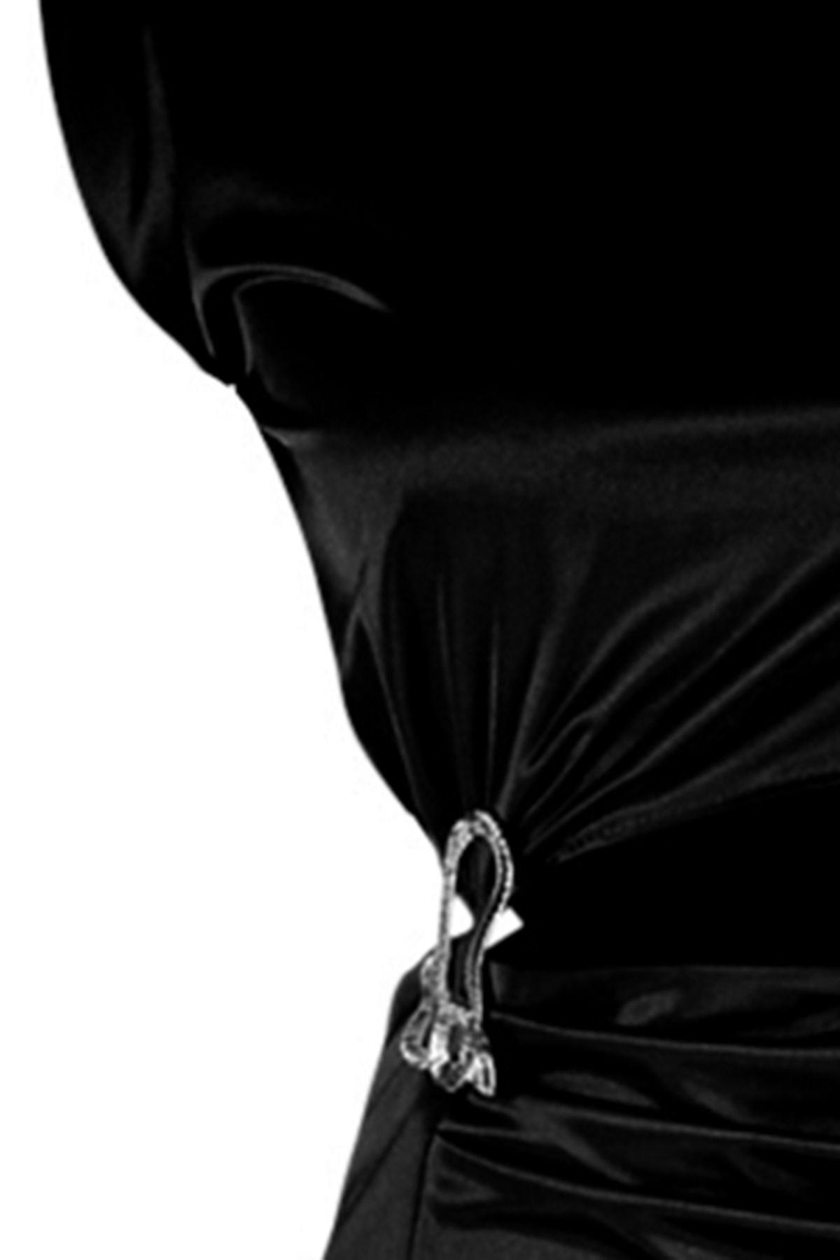 Black Fitted Shift Occassionwear Dress, , large image number 6