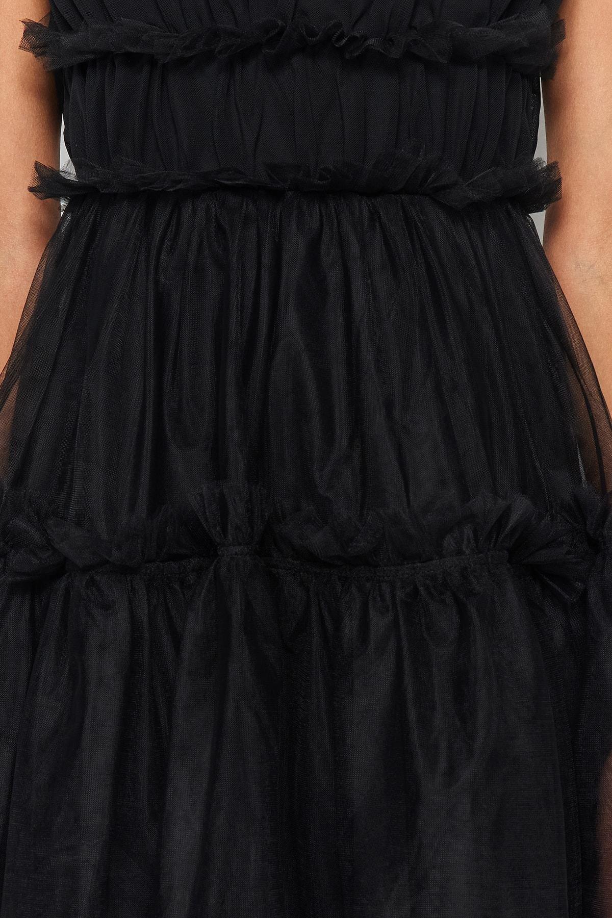 Black Square Collar Skater Dress, , large image number 4