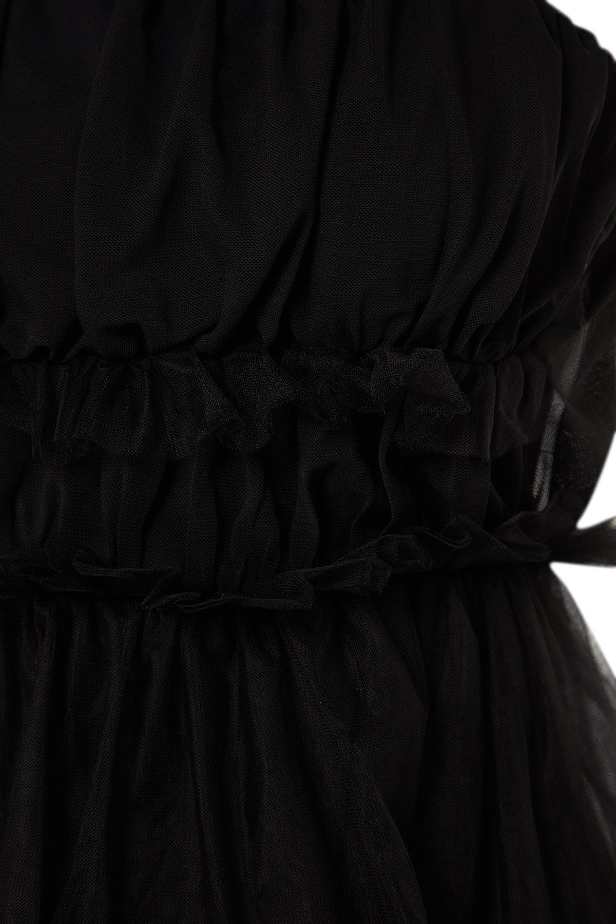 Black Square Collar Skater Dress, , large image number 6