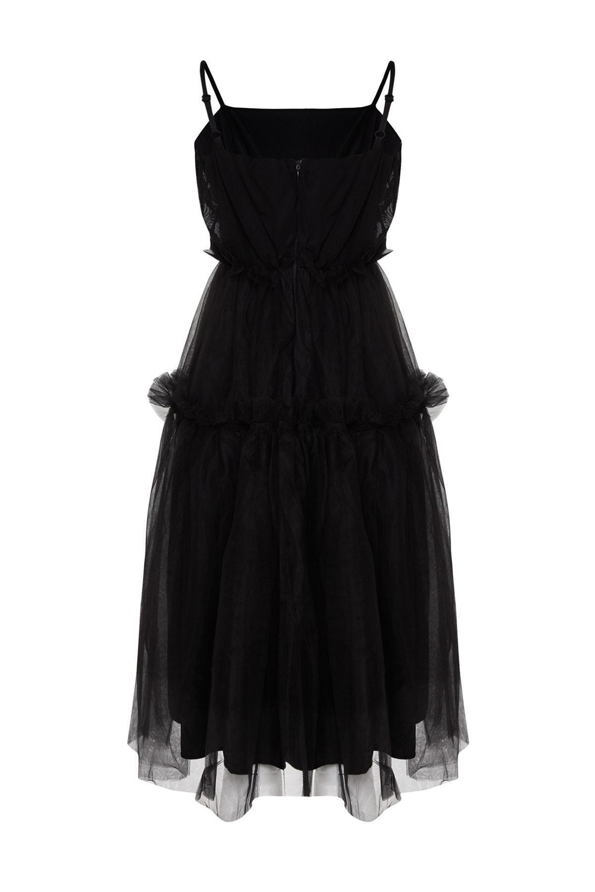 Black Square Collar Skater Dress, , large image number 7