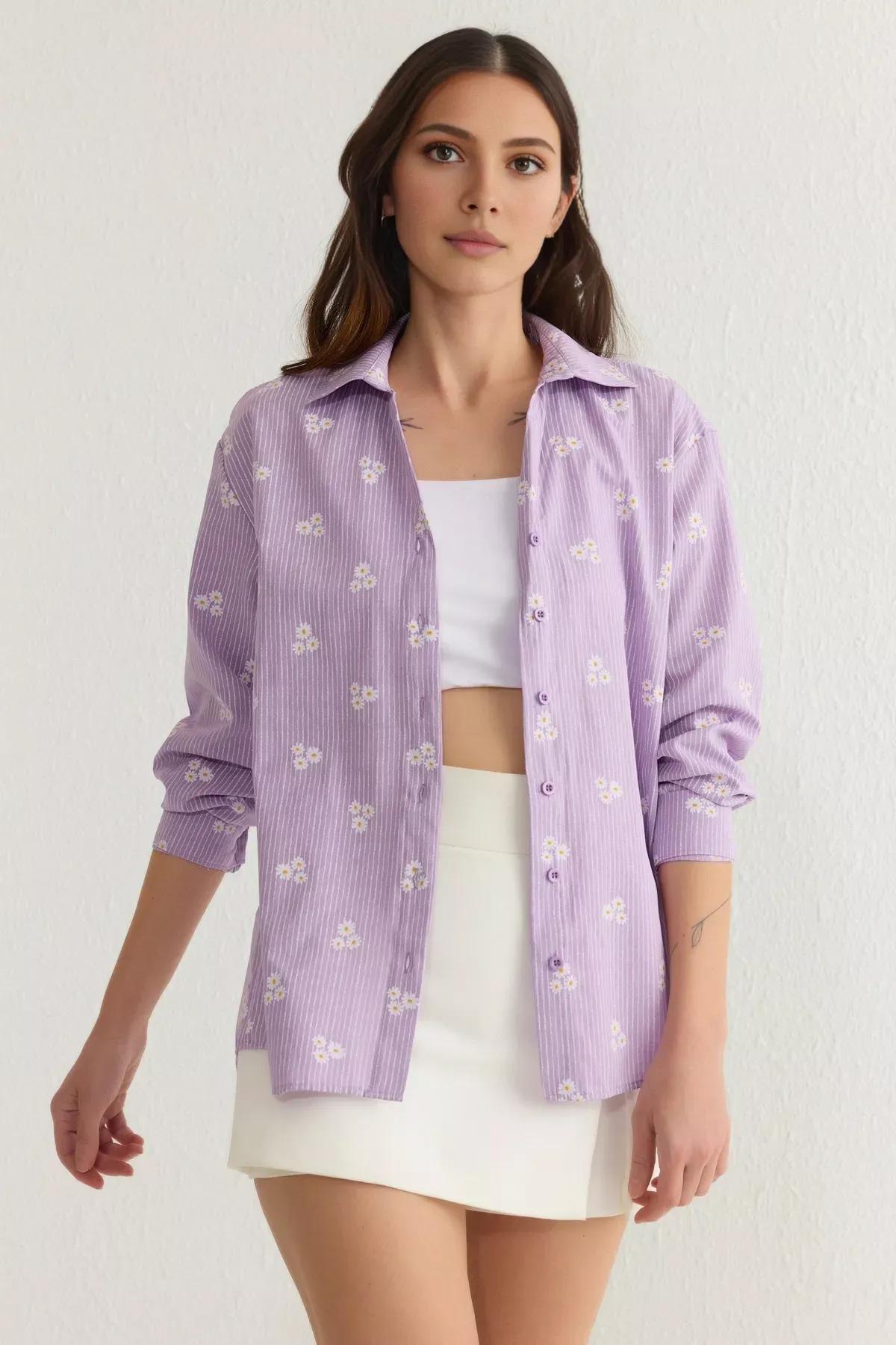 Purple Floral Shirt, , large image number 1