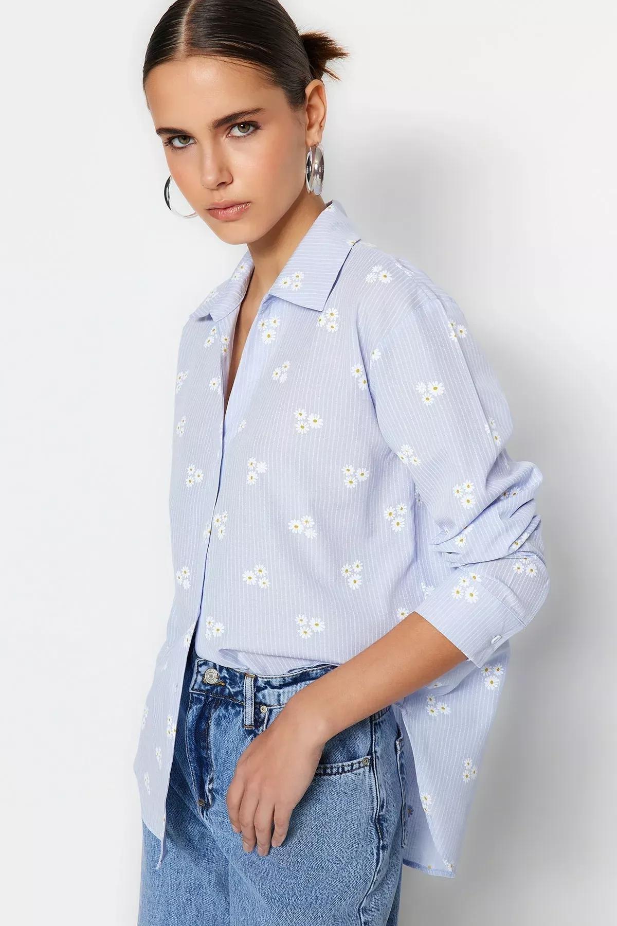 Blue Floral Shirt, Blue, large image number 2