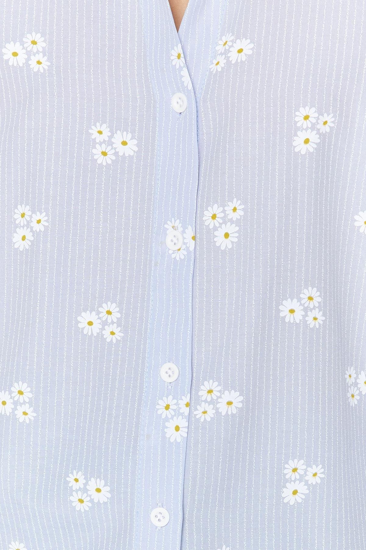 Trendyol - Blue Floral Shirt