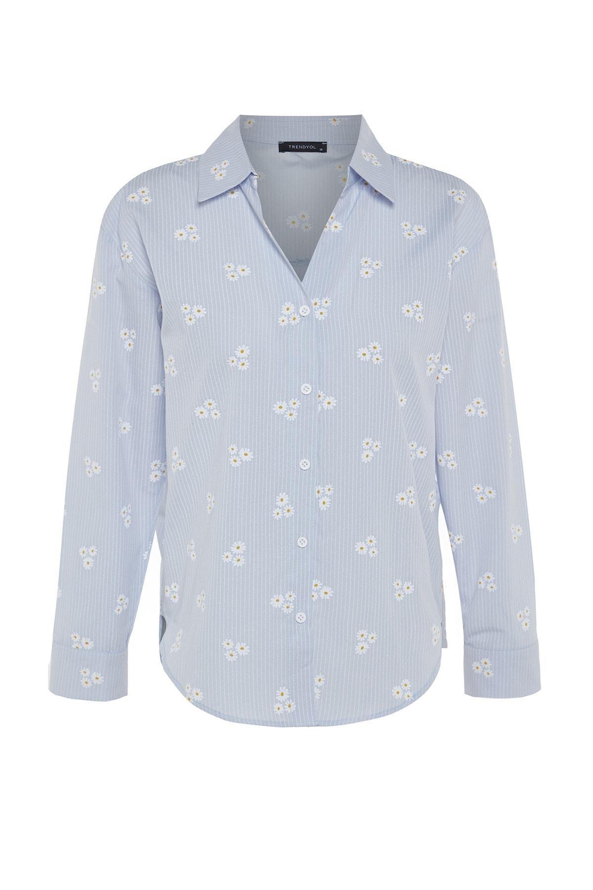 Trendyol - Blue Floral Shirt