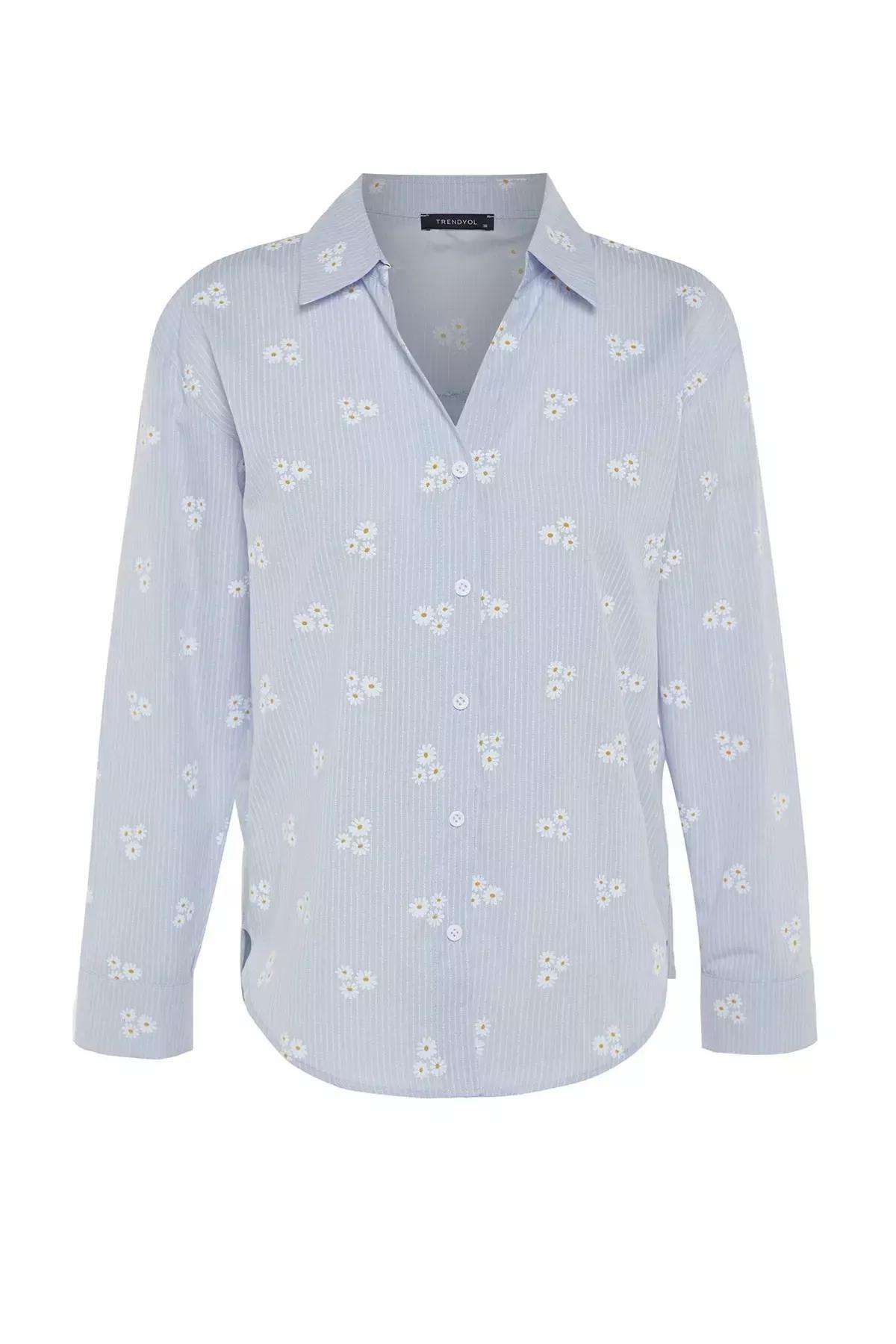 Blue Floral Shirt, Blue, large image number 5