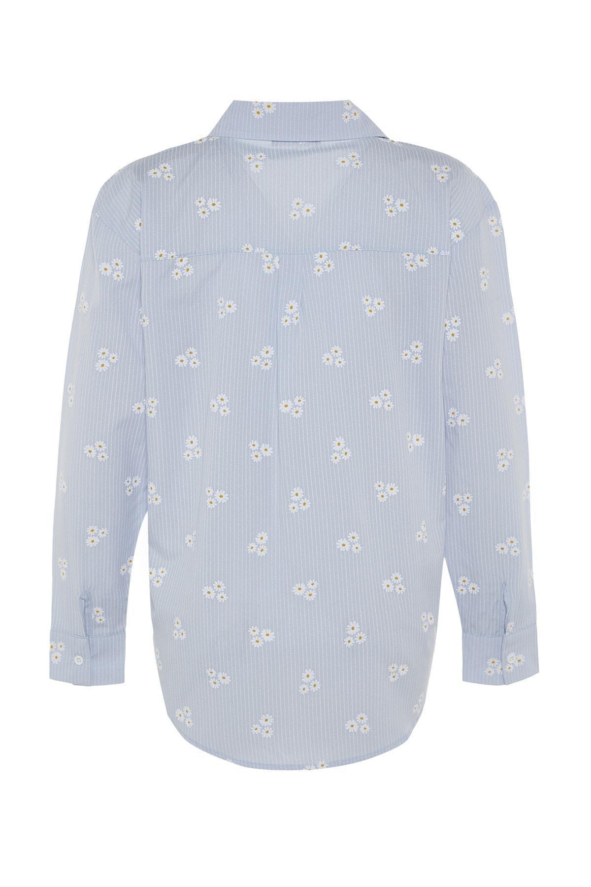 Trendyol - Blue Floral Shirt