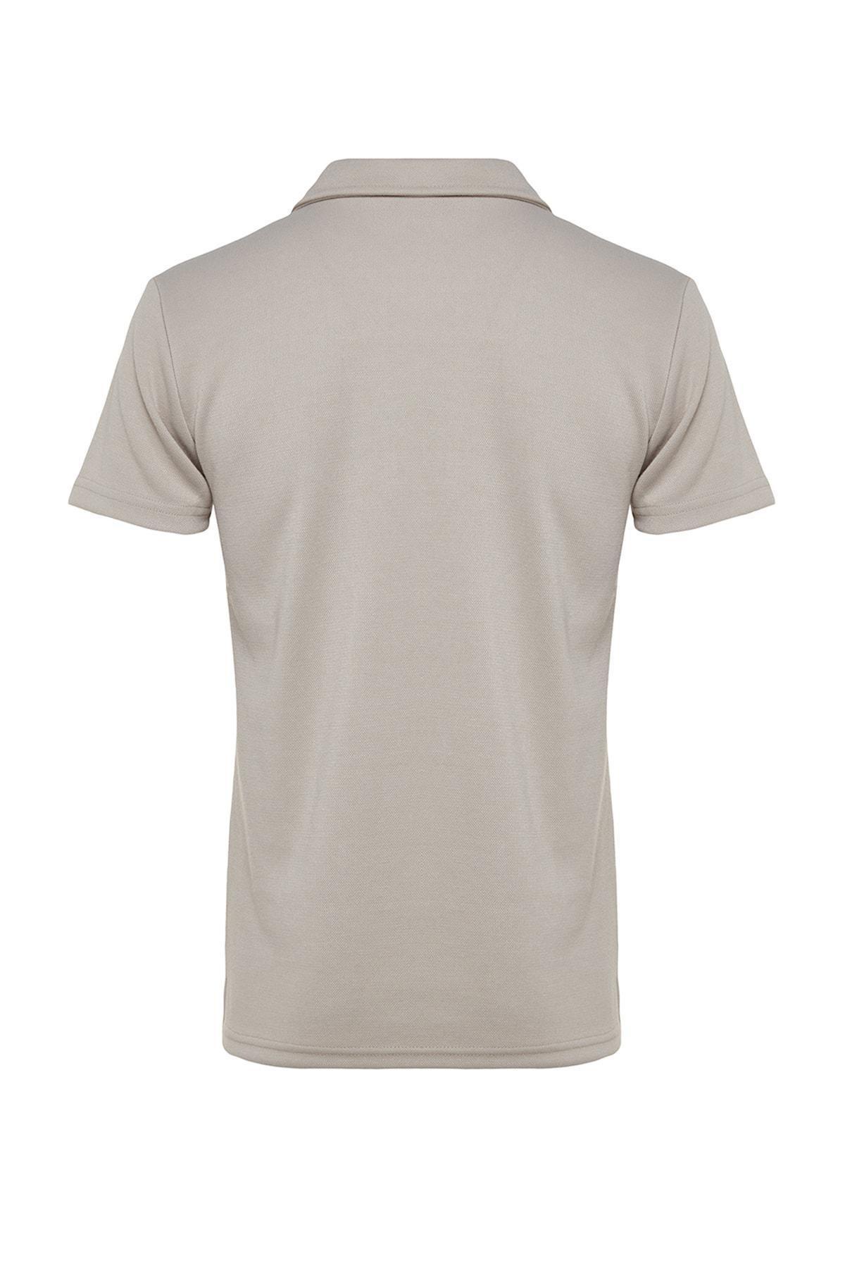 Gray Fitted Polo Neck T-Shirt, , large image number 6