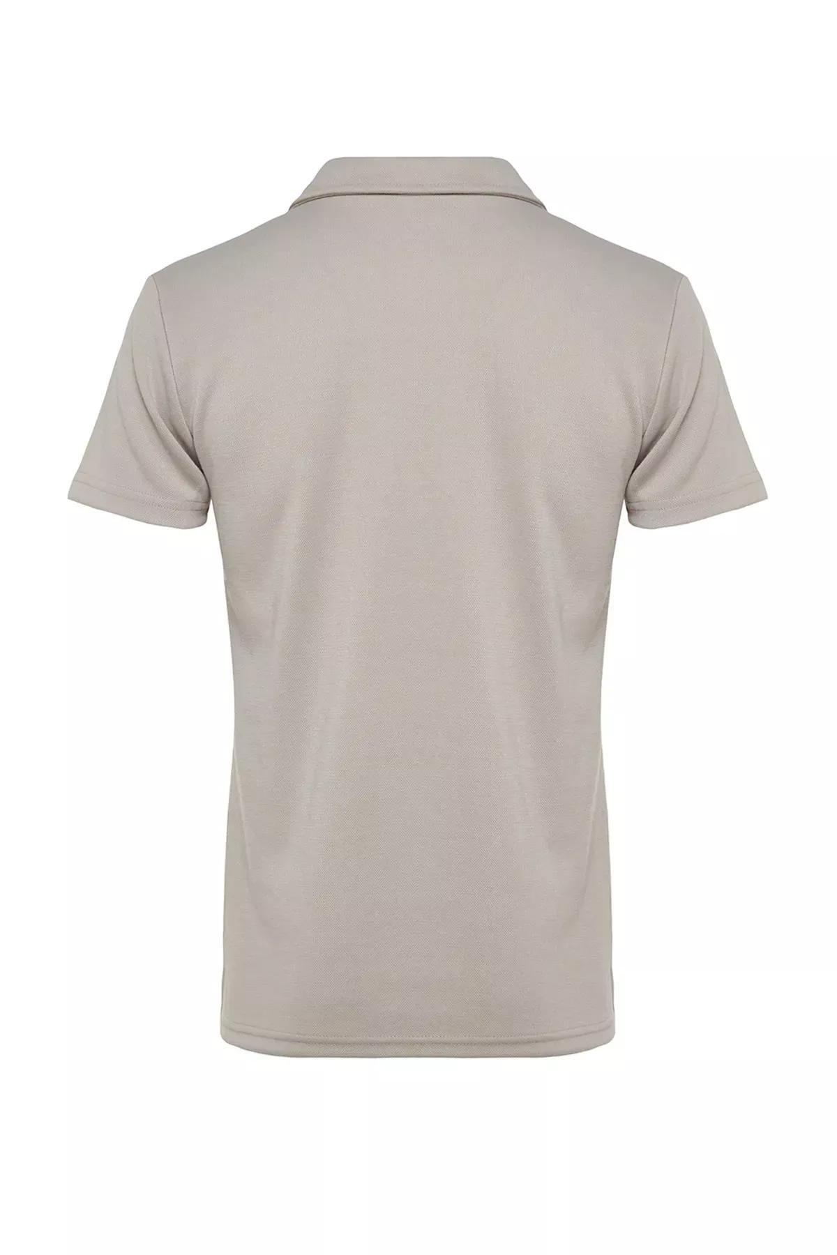 Gray Fitted Polo Neck T-Shirt, Gray, large image number 7