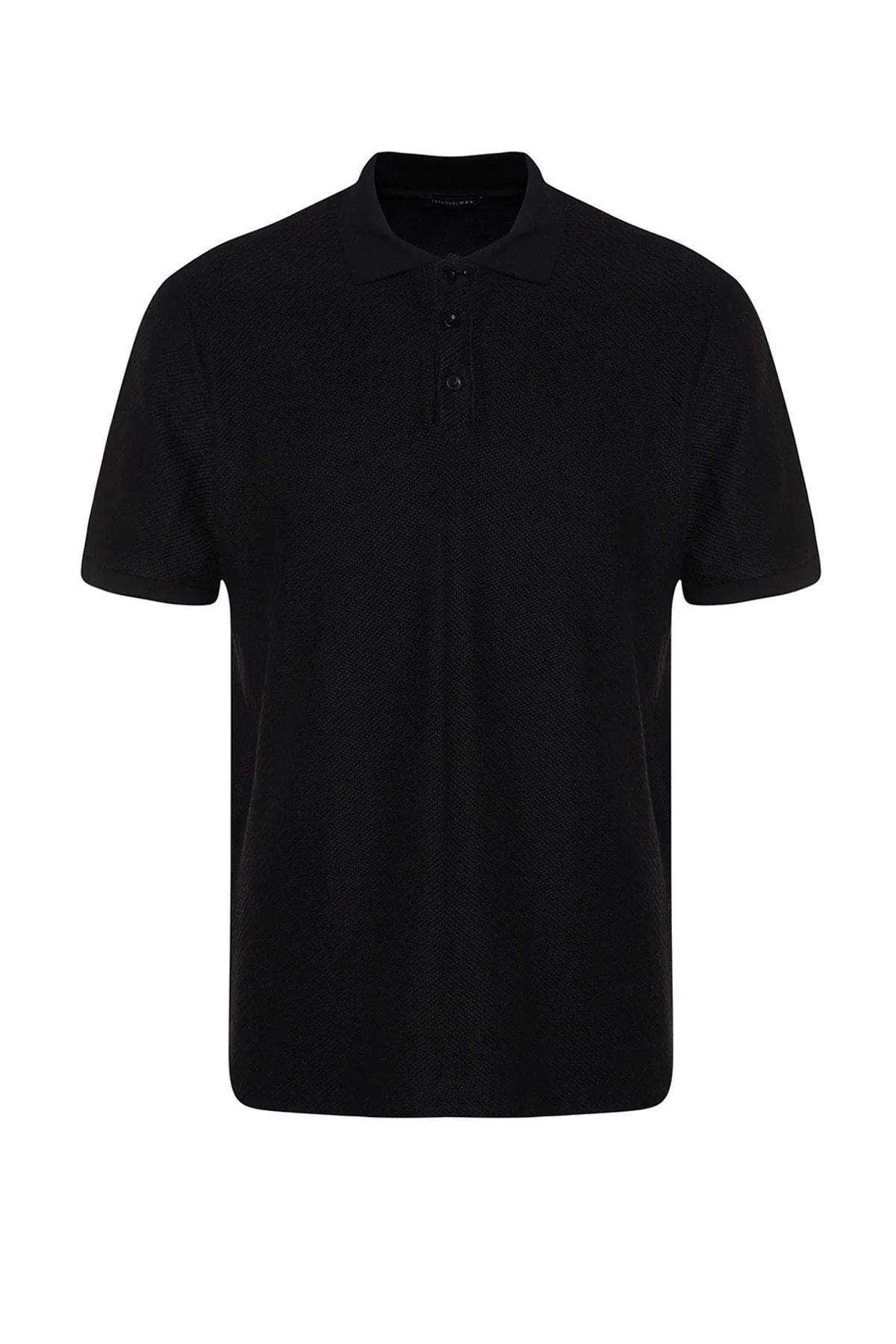 Black Fitted Polo T-Shirt, , large image number 5