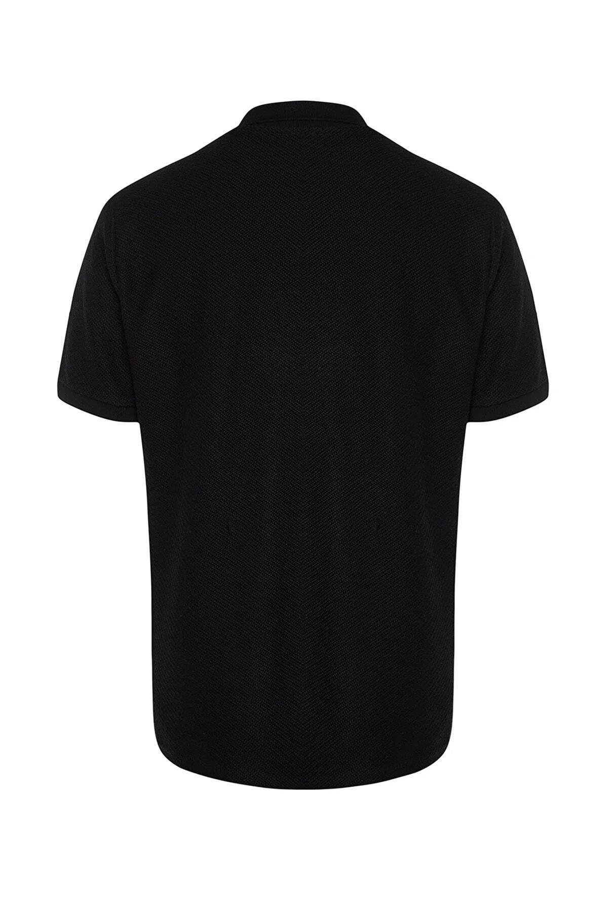 Black Fitted Polo T-Shirt, , large image number 6