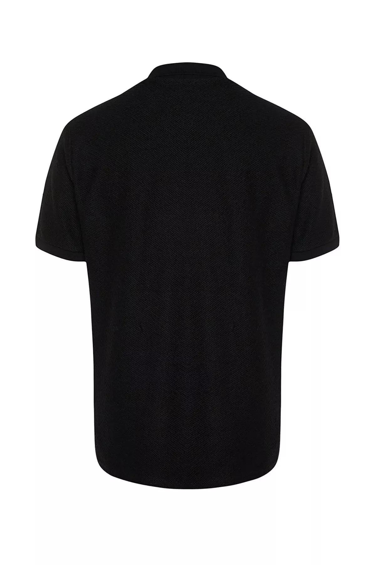 Black Fitted Polo T-Shirt, BLACK, large image number 6