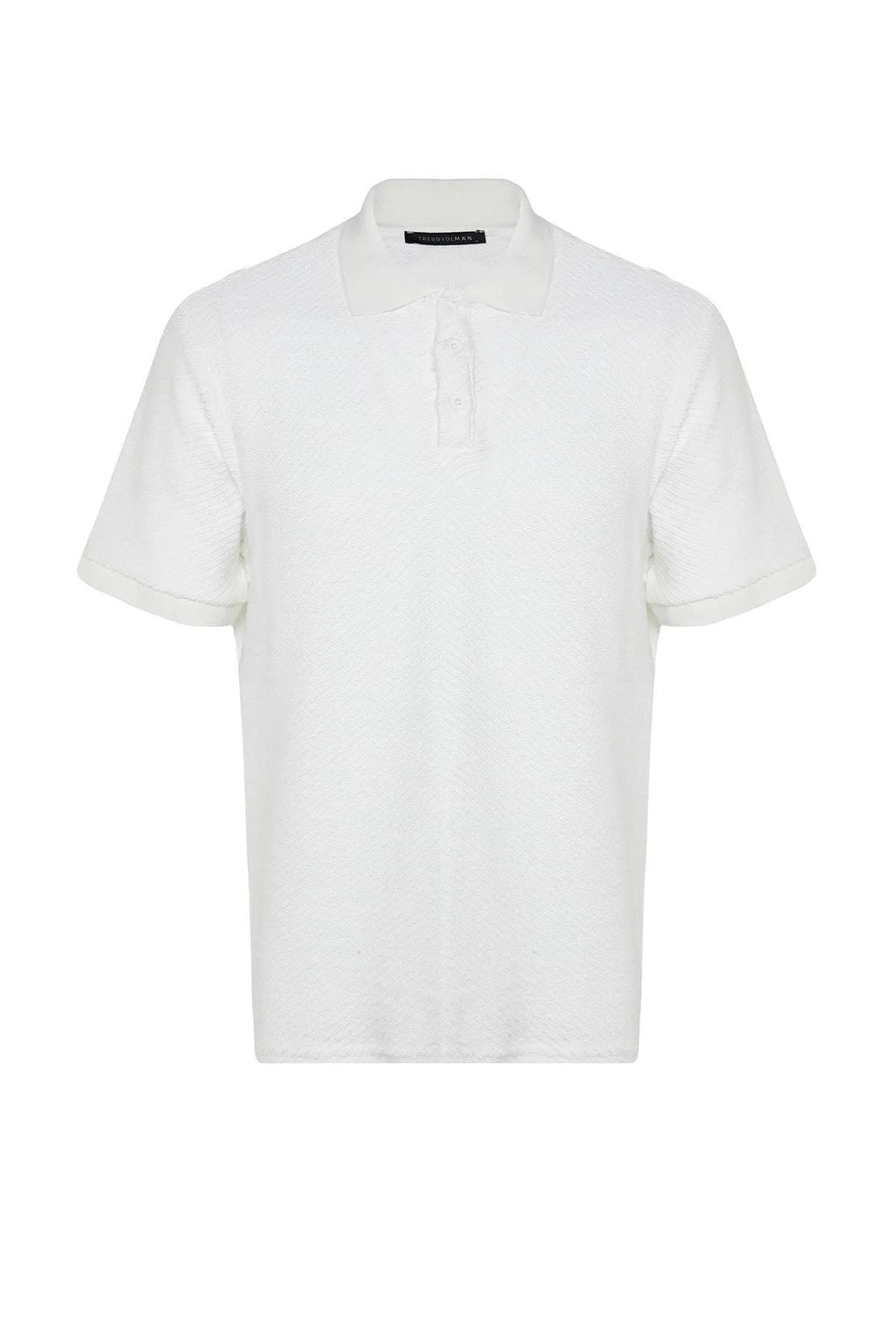 White Fitted Polo T-Shirt, , large image number 5
