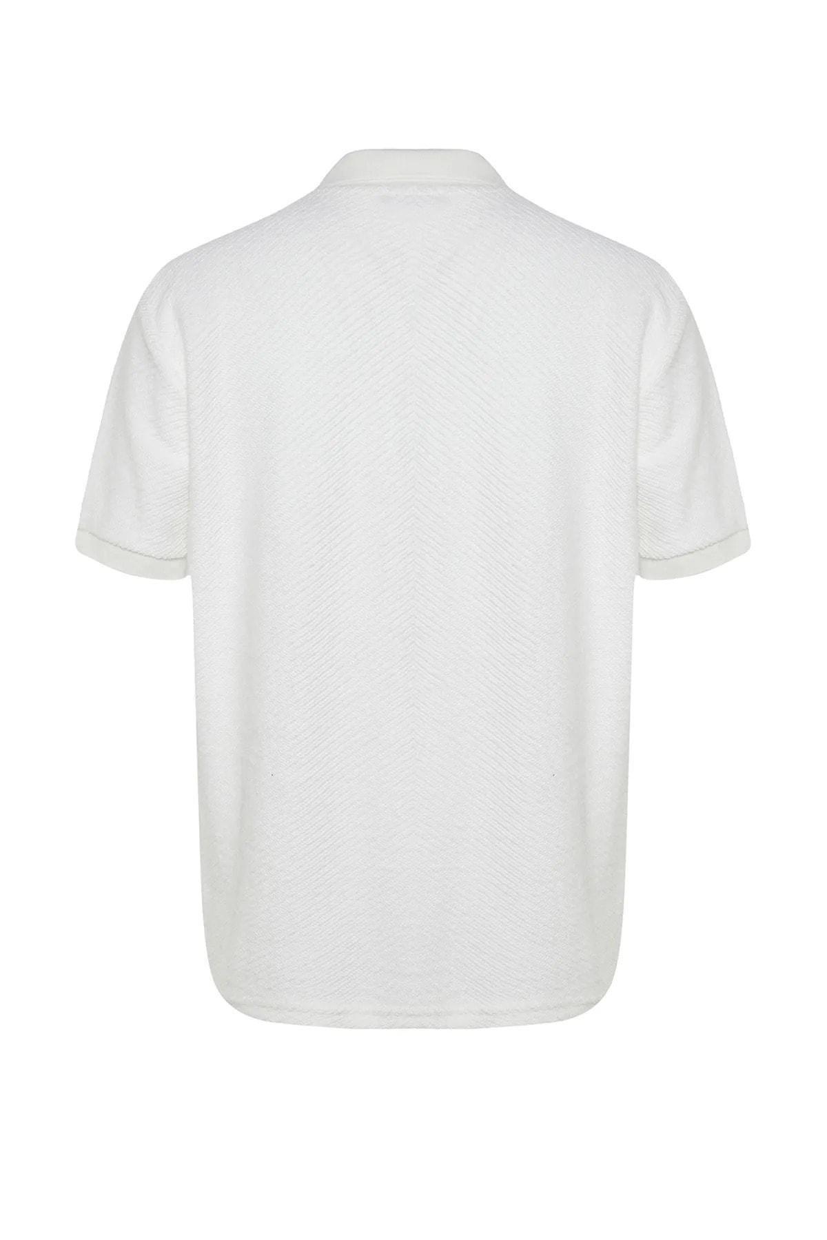 White Fitted Polo T-Shirt, , large image number 6