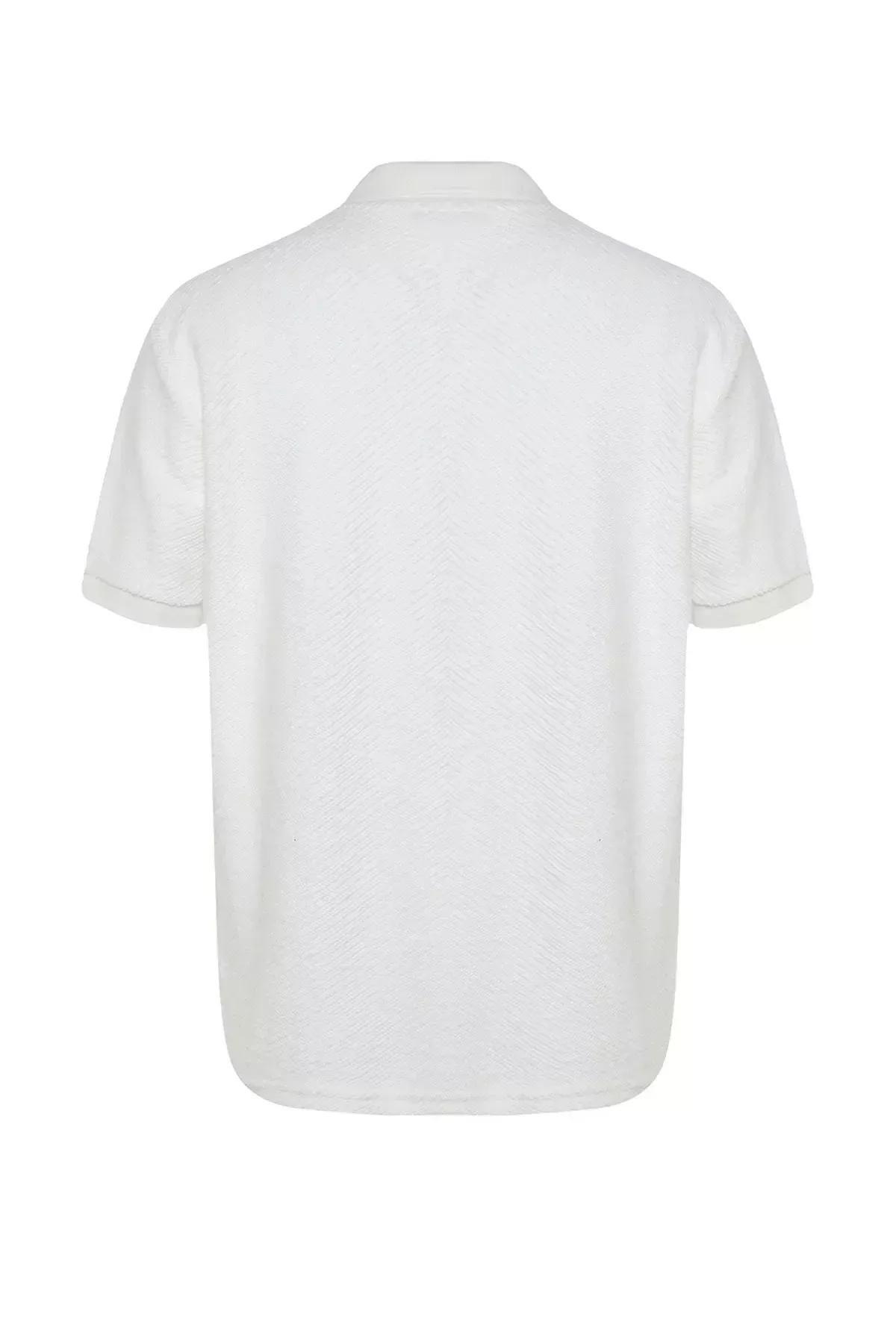 White Fitted Polo T-Shirt, White, large image number 8