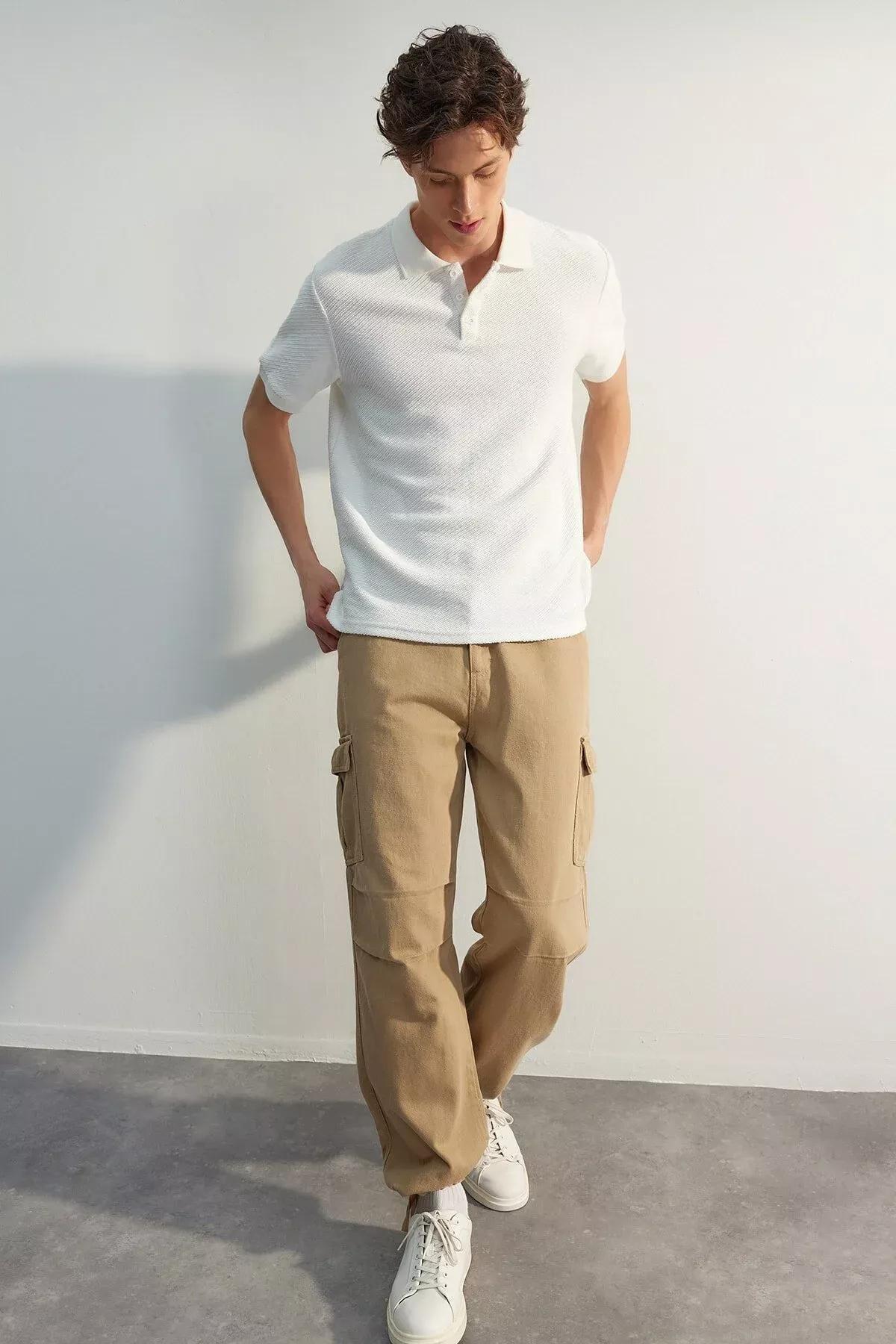 White Fitted Polo T-Shirt, White, large image number 9