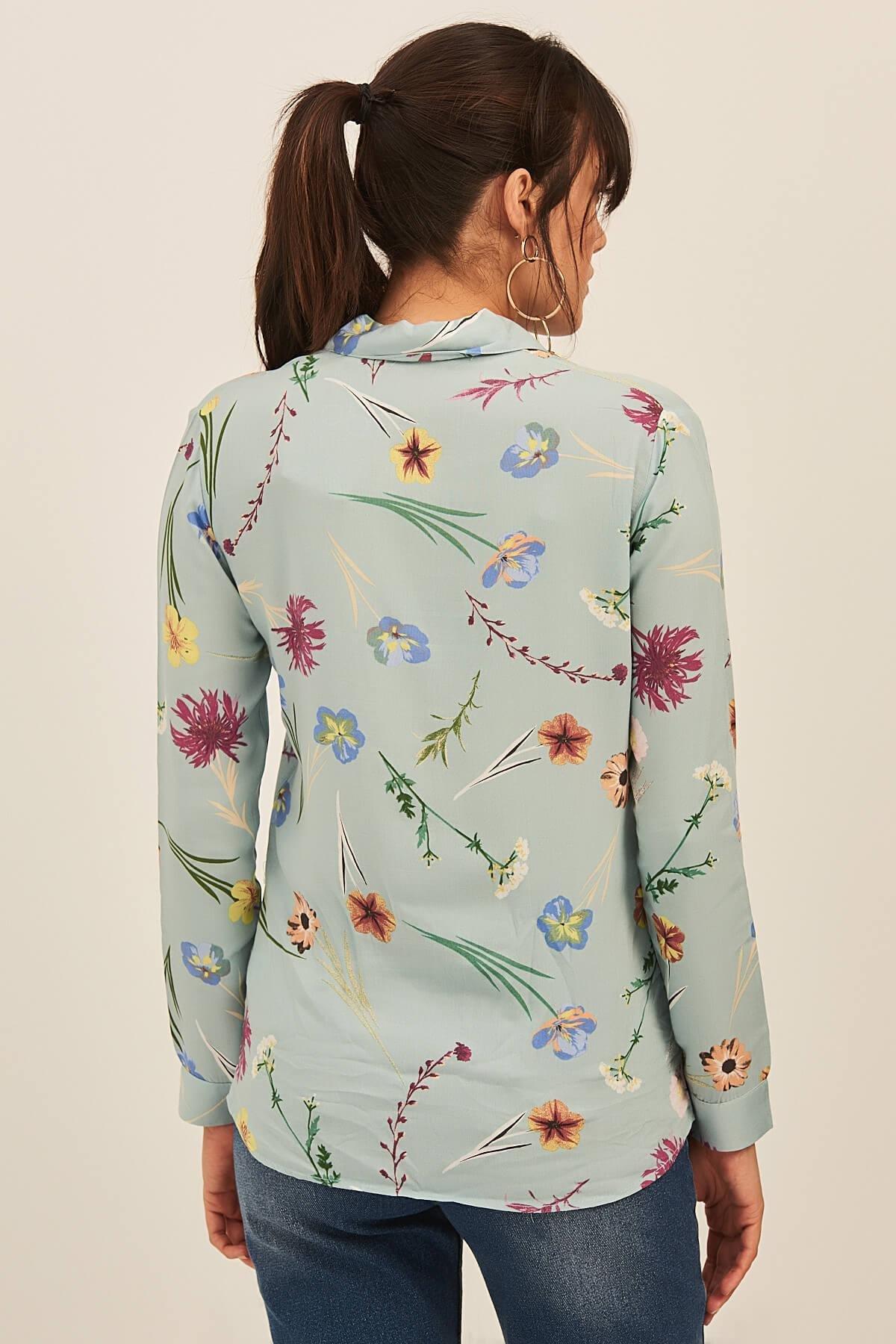 Blue Floral Viscose Shirt, , large image number 2