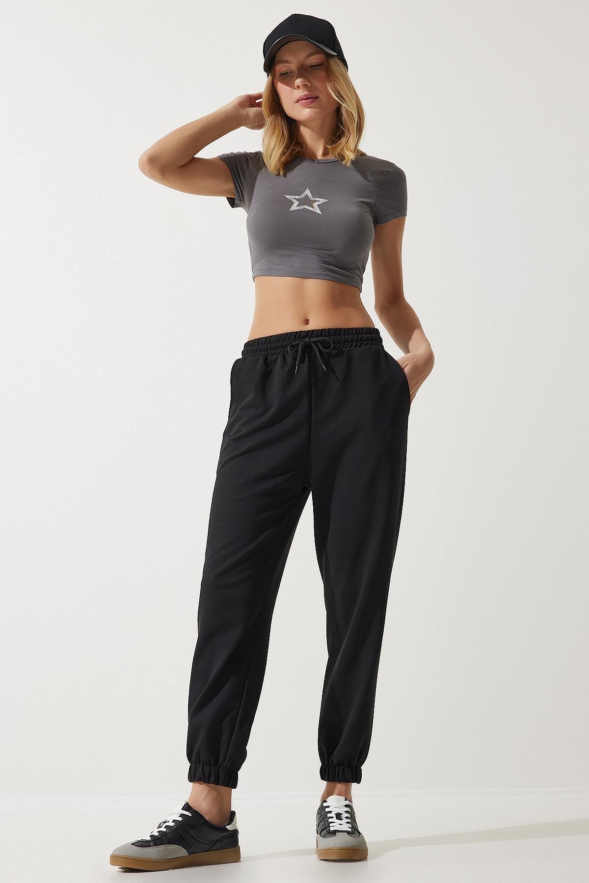 Black Pocketed Sweatpants, BLACK, medium