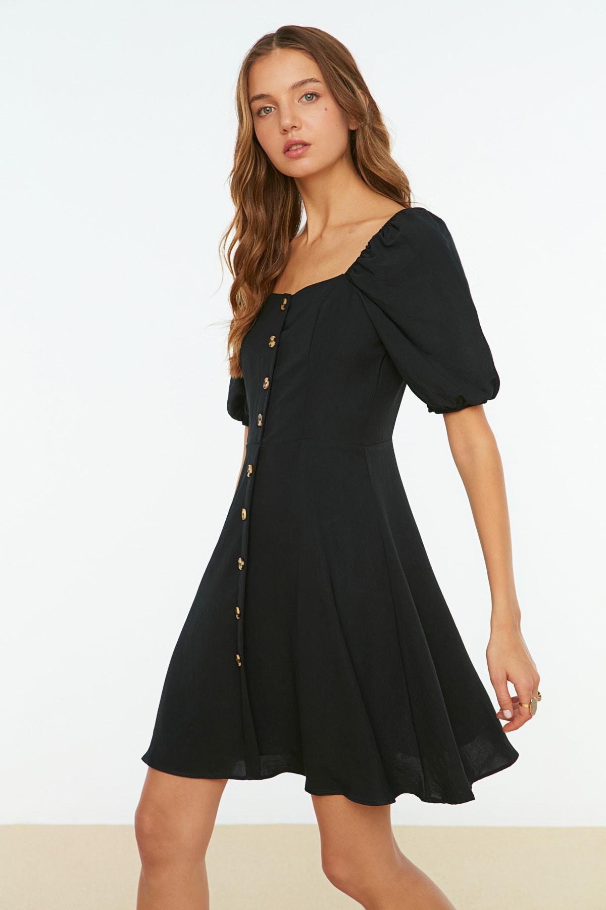 Black A-Line Mini Dress, , large image number 1