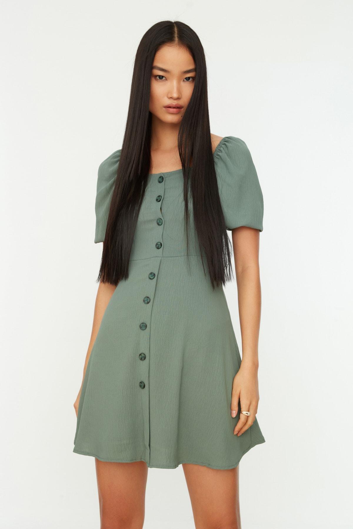 Green A-Line Mini Dress, , large image number 0
