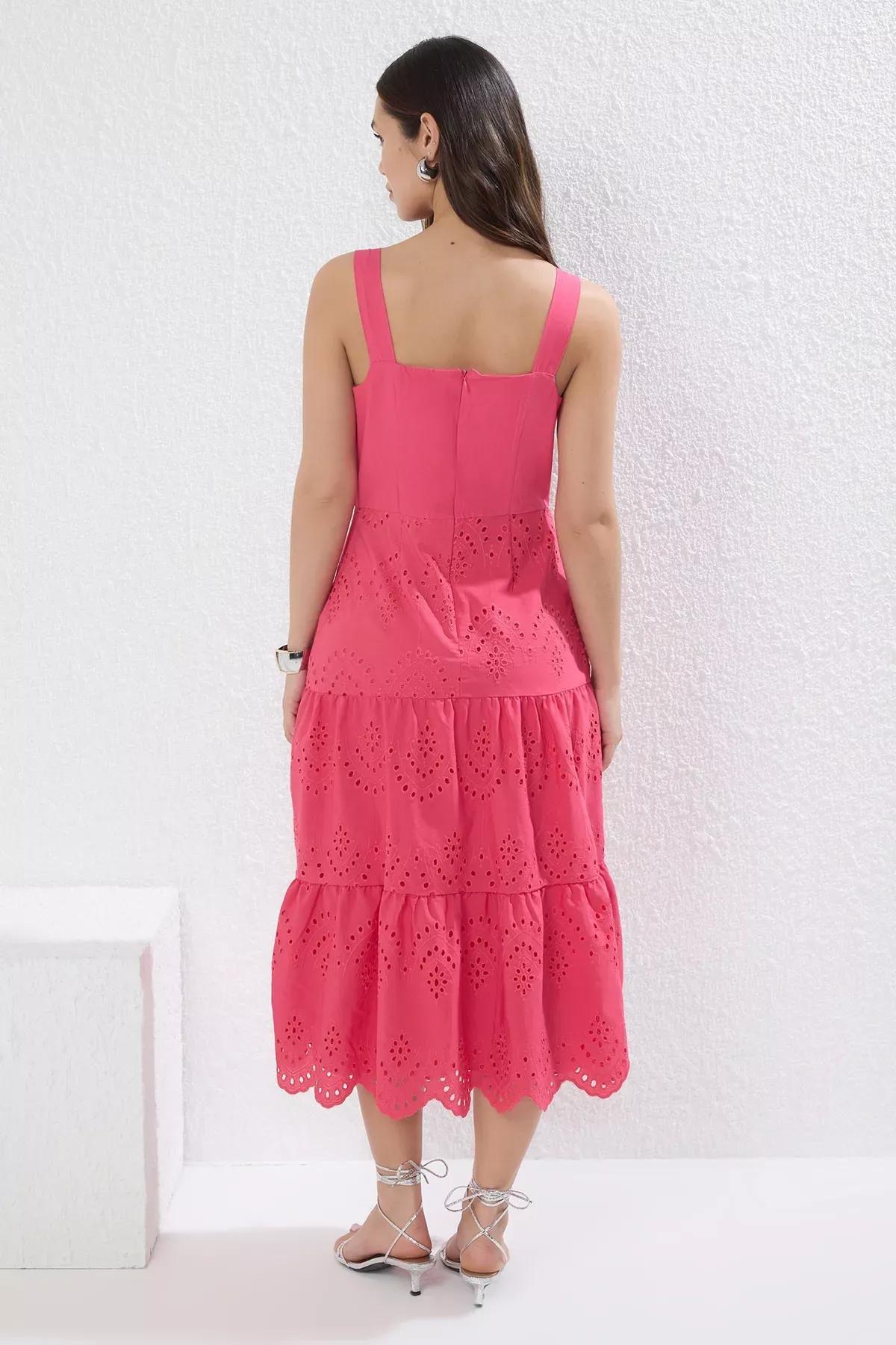 Pink Plain Midi Dress, , large image number 3