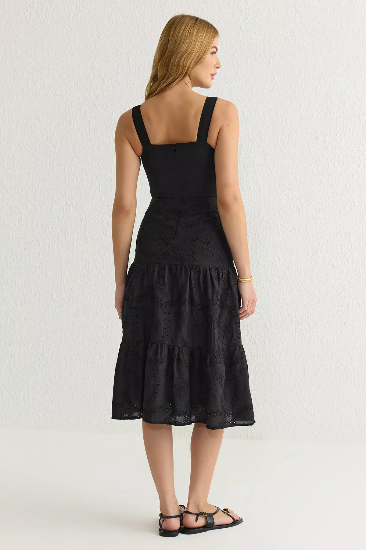 Black Embroidered Midi Dress, C101_5720, large image number 9
