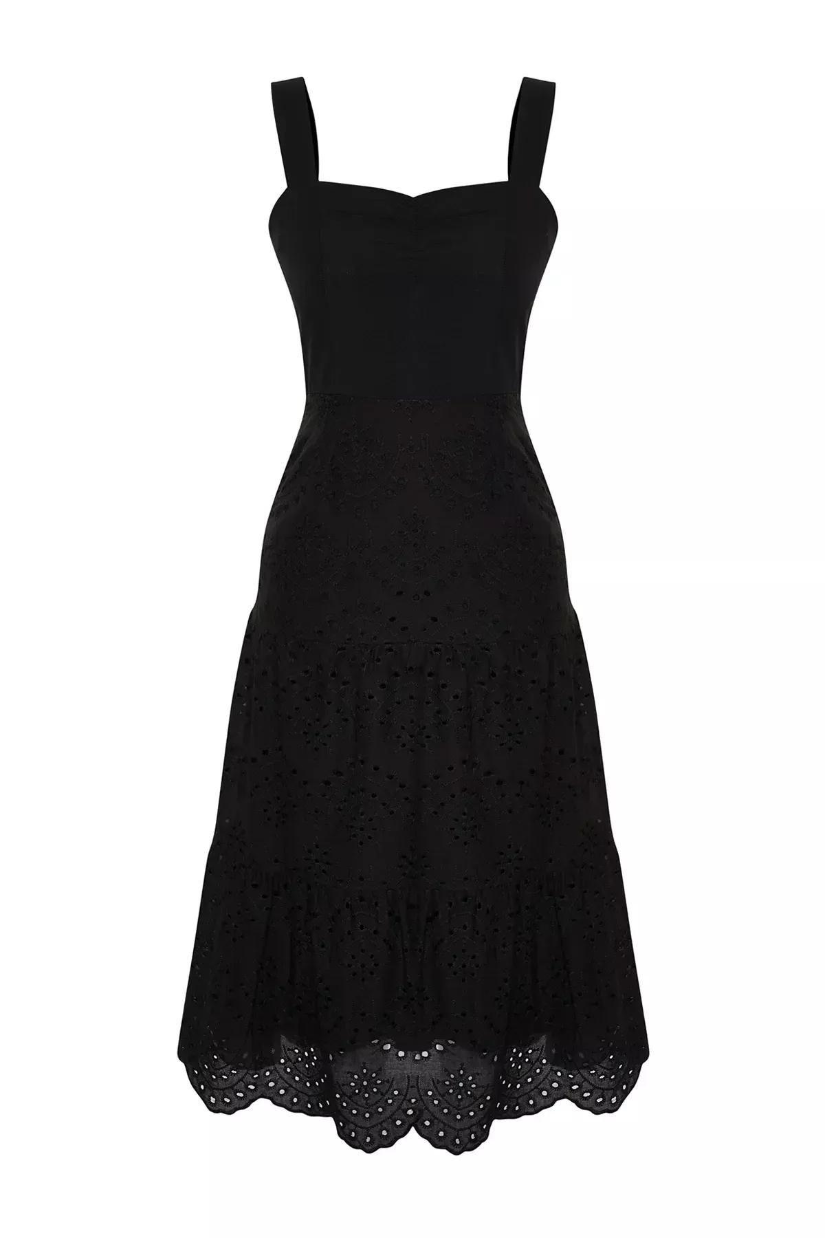 Black Embroidered Midi Dress, C101_5720, large image number 11
