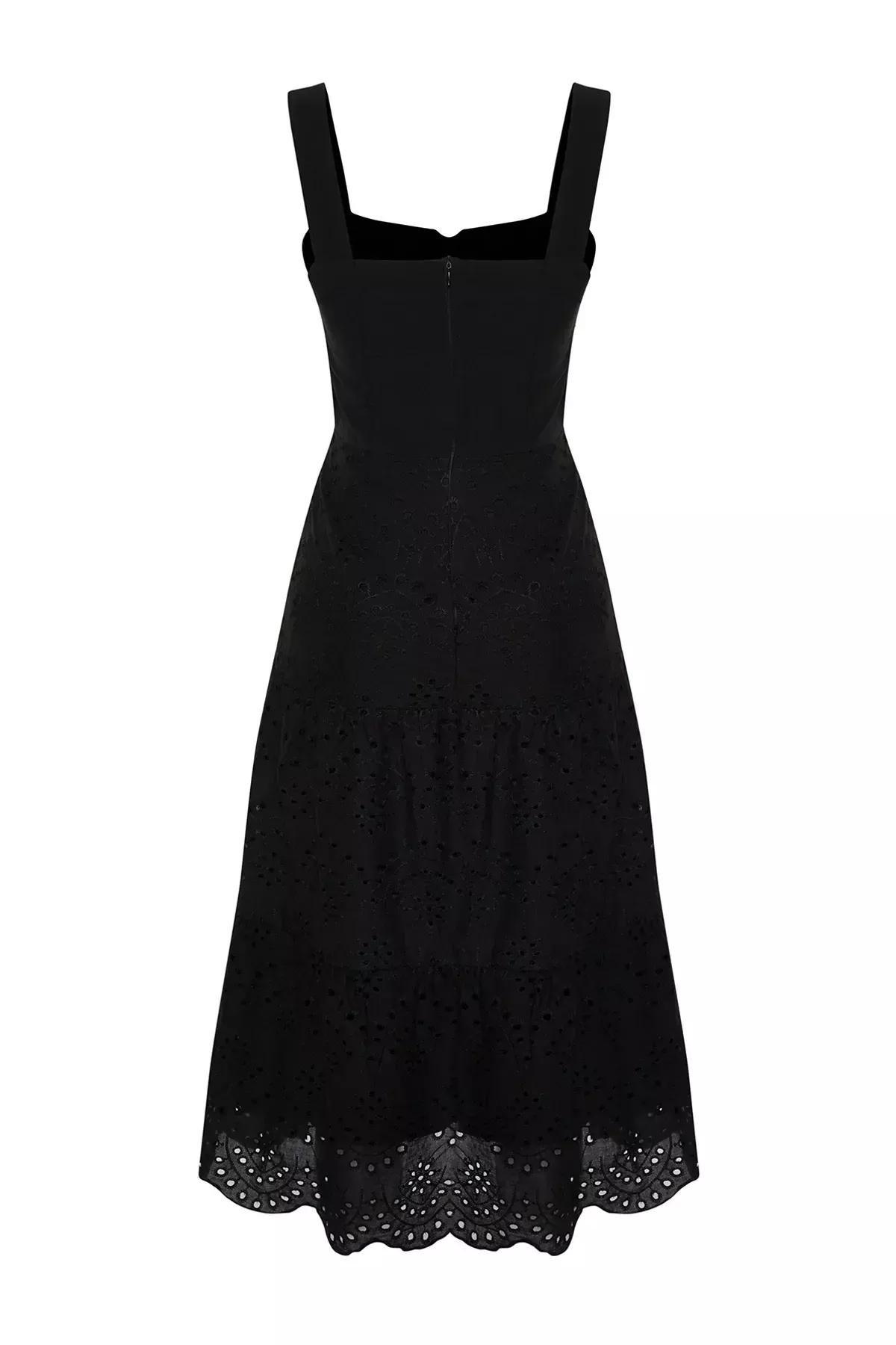 Black Embroidered Midi Dress, C101_5720, large image number 13