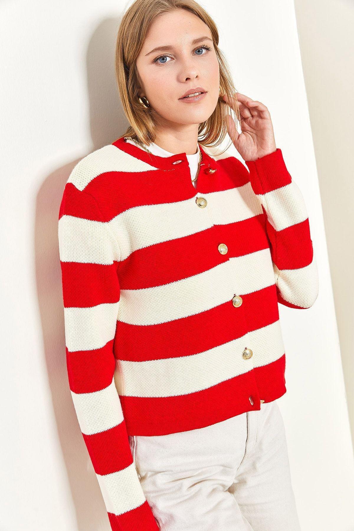 Multicolour Striped Knitted Cardigan, C101_1981, large image number 1