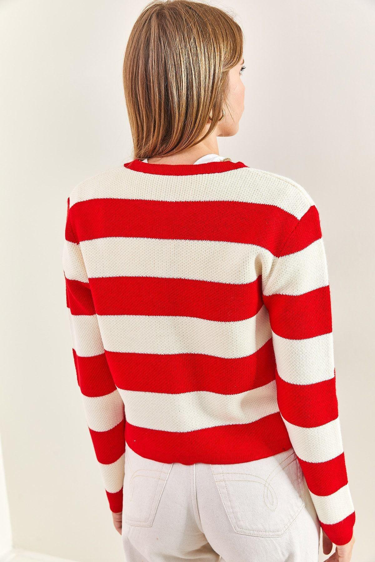 كارديغان مُحاك مخطط، ألوان متعددة, C101_1981, large image number 4