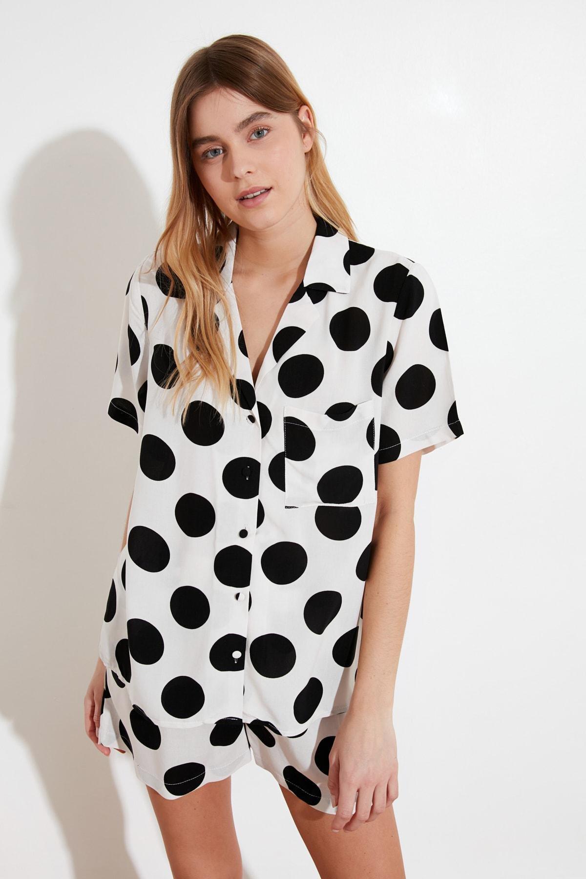 Cream Polka Dot Pajama Set, , large image number 1