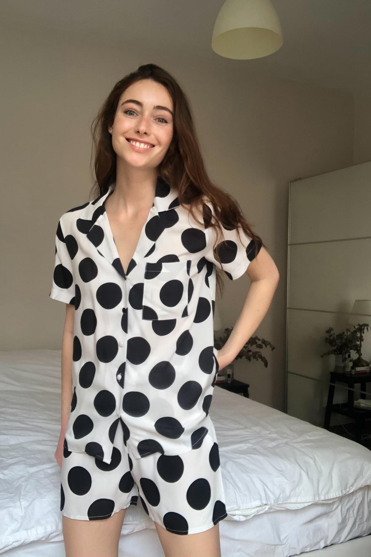 Cream Polka Dot Pajama Set, , large image number 6